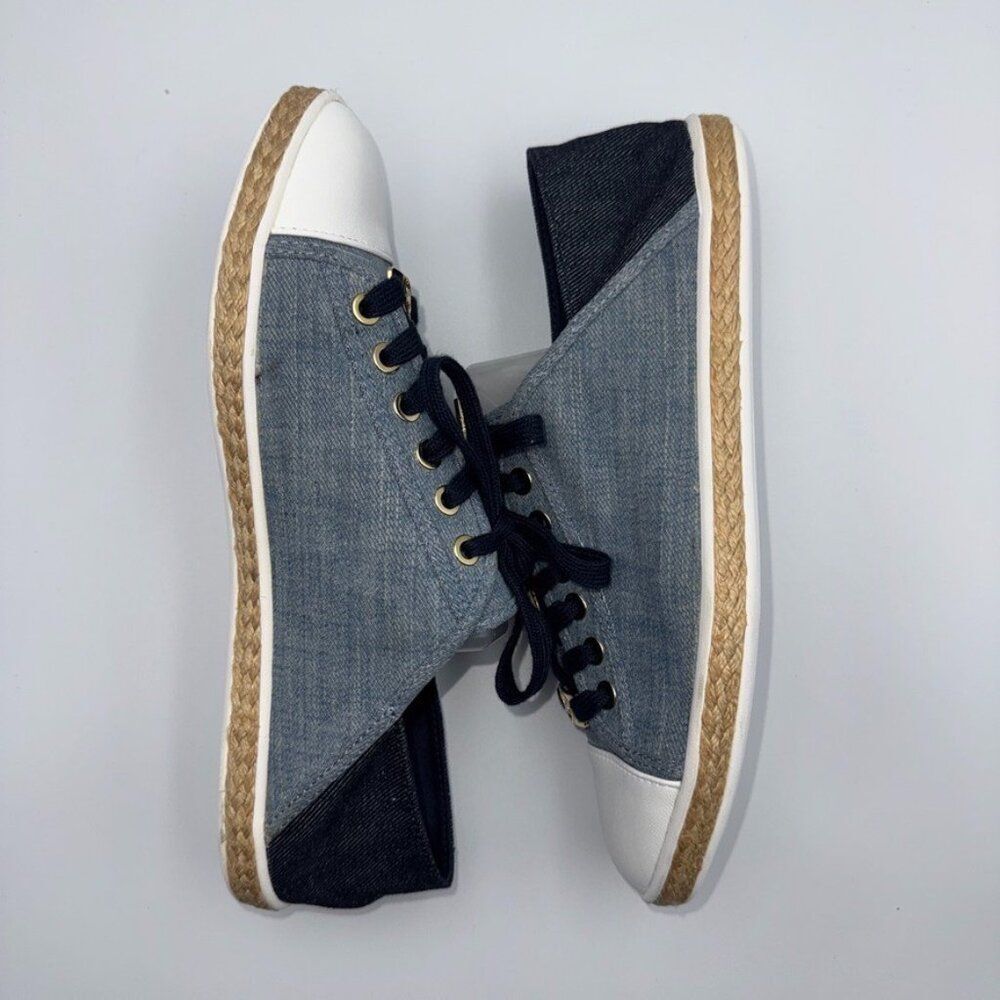 Michael Kors Kristy Slide Washed Denim Lace-Up Sneakers Womens 8.5 Pristine - Picture 8 of 12